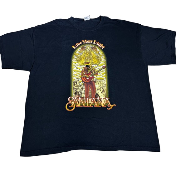 Santana Live Your Light Black T-Shirt Band Tee Music Graphic 2XL - Picture 1 of 7